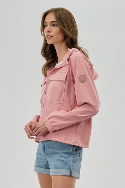 Canada Weather Gear Hooded Utility Lightweight Jacket - Pink - Womens Lightweight Jackets - Fairweather