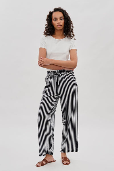 International INC Company Striped Wide Leg Pants - Black - Womens Pants - Fairweather