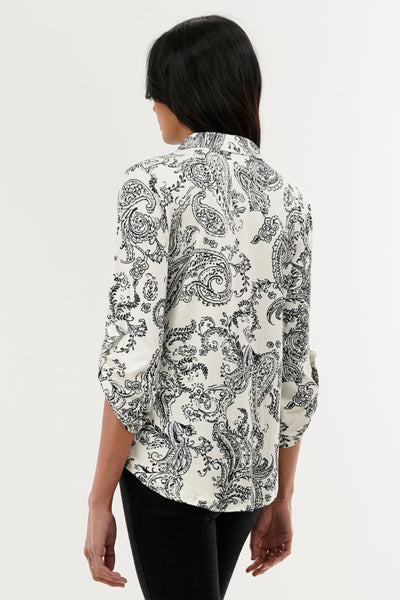 International INC Company Paisley Print Button Down Shirt - White - Womens Shirts & Blouses - Fairweather