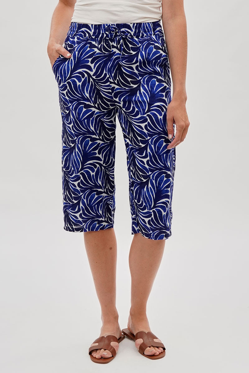 International INC Company Leaf Print Cropped Pants - Navy - Womens Pants - Fairweather