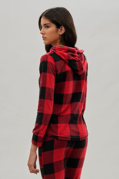Canada Weather Gear Plaid Hooded Pajama Top - Red - Womens Pajamas - Fairweather