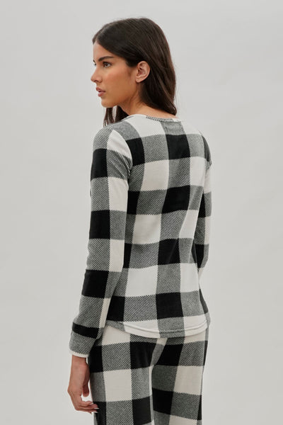 Canada Weather Gear Plaid Print Crewneck Pajama Top - White - Womens Pajamas - Fairweather