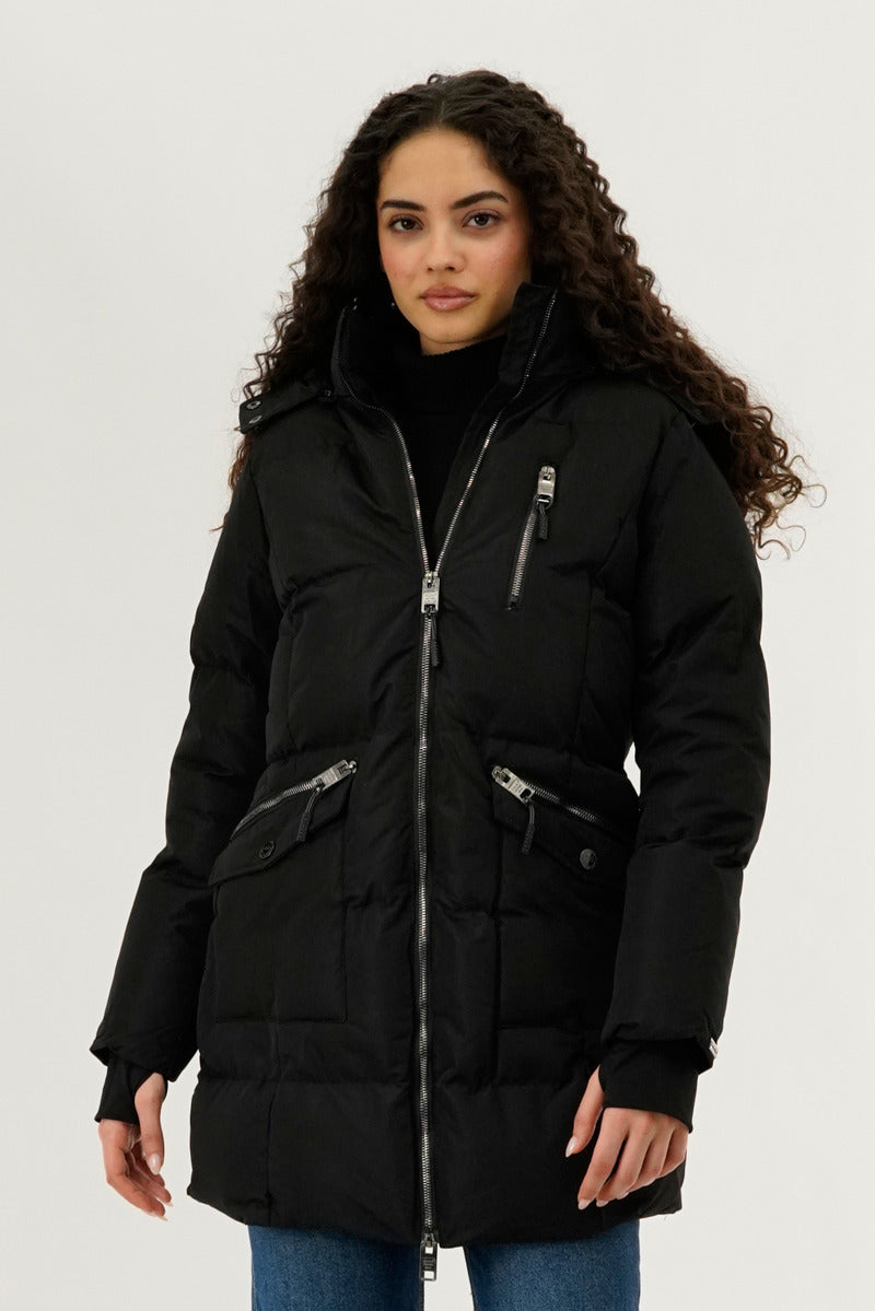 Canada Weather Gear Faux Fur Lined Hood Parka Jacket - Black - Womens Parka Jackets - Fairweather
