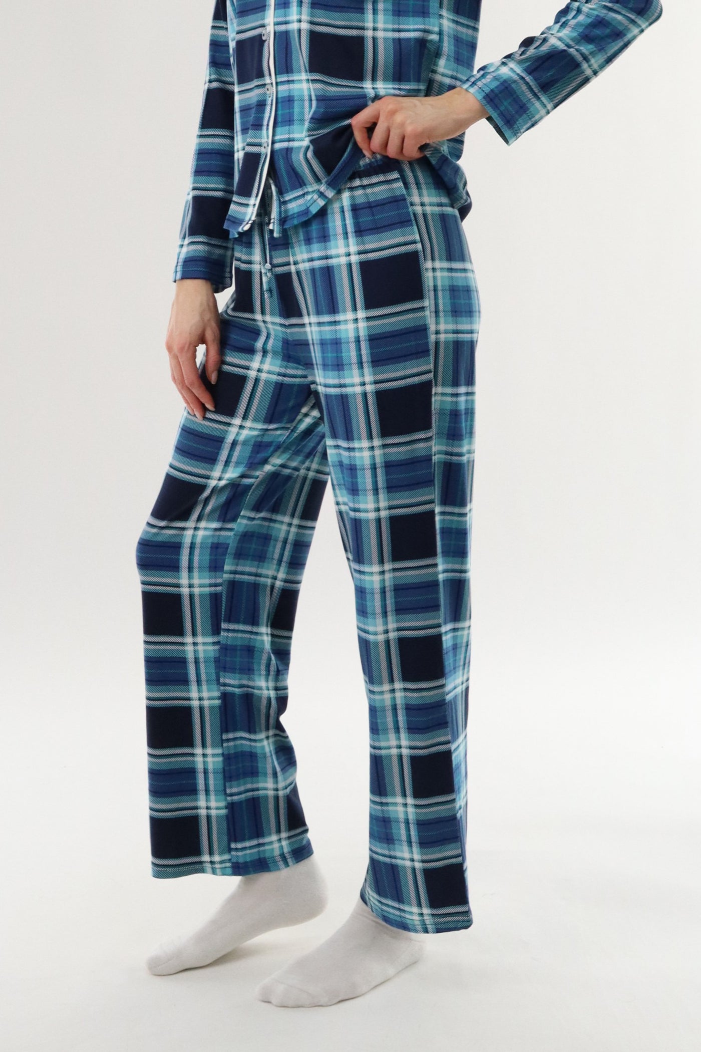 Canada Weather Gear Wide Leg Plaid Pajama Pants - Blue - Womens Pajamas - Fairweather
