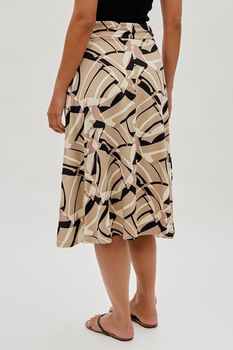 International INC Company Patterned Fold Over Midi Skirt - Beige - Womens Skirts - Fairweather