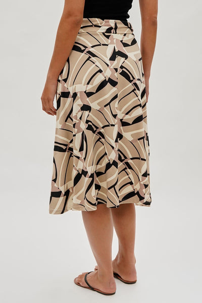 International INC Company Patterned Fold Over Midi Skirt - Beige - Womens Skirts - Fairweather