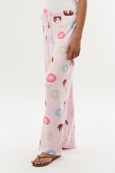 Canada Weather Gear Doughnut Print Wide Leg Pajama Pants - Pink - Womens Pajamas - Fairweather