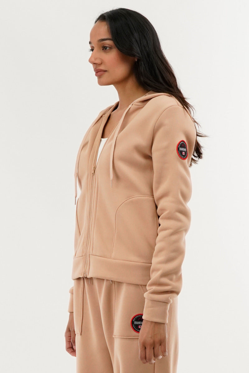 Fahrenheit Classic Zip Up Hoodie - Beige - Womens Hoodies & Sweatshirts - Fairweather
