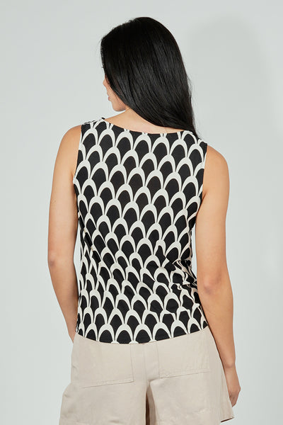 Beechers Brook Patterned Cowl Neck Tank Top - Black - Womens Tees & Tank Tops - Fairweather