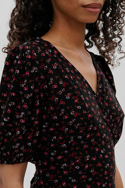 Beechers Brook Floral Crossover Day Dress - Black - Womens Day Dresses - Fairweather