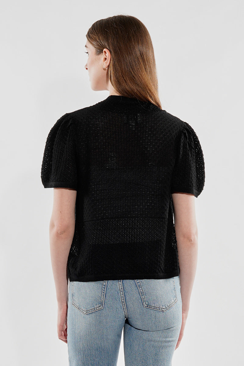 Beechers Brook Short Sleeve Open Shrug Cardigan - Black