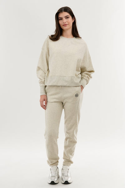 Fahrenheit Tie Waist Fleece Joggers - Cream