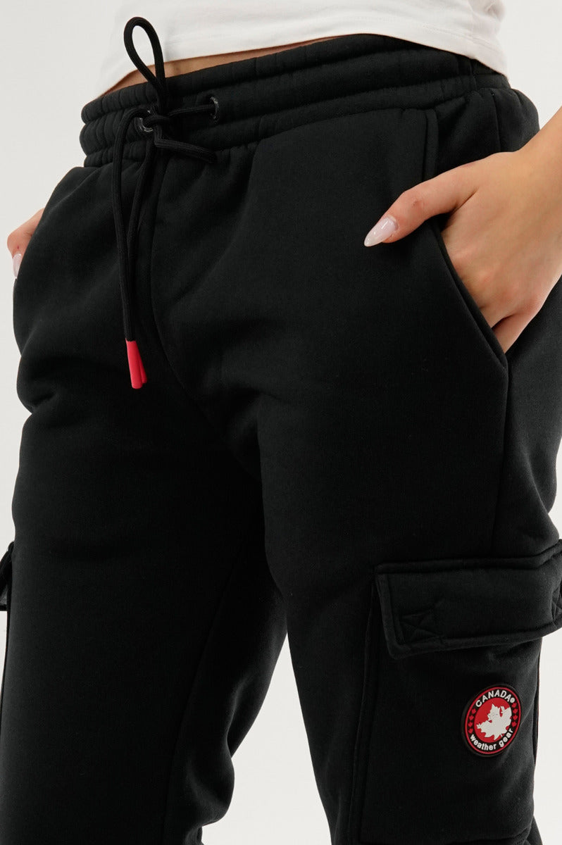 Canada Weather Gear Fleece Cargo Joggers - Black - Womens Joggers & Sweatpants - Fairweather