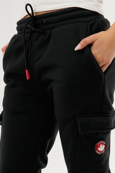 Canada Weather Gear Fleece Cargo Joggers - Black - Womens Joggers & Sweatpants - Fairweather