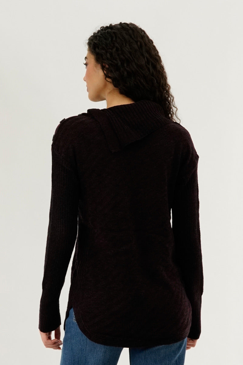 Beechers Brook High Neck Pullover Sweater - Burgundy - Womens Pullover Sweaters - Fairweather