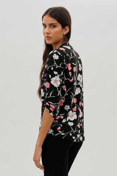 International INC Company Floral Half Zip Blouse - Black - Womens Shirts & Blouses - Fairweather