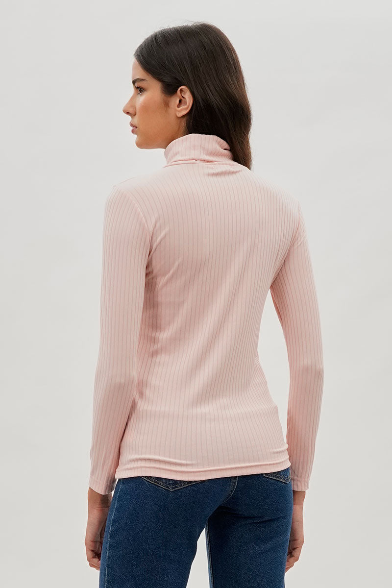 Majora Long Sleeve Turtleneck Pullover Sweater - Blush - Womens Pullover Sweaters - Fairweather