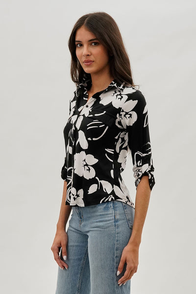 International INC Company Floral Button Up Shirt - Black - Womens Shirts & Blouses - Fairweather