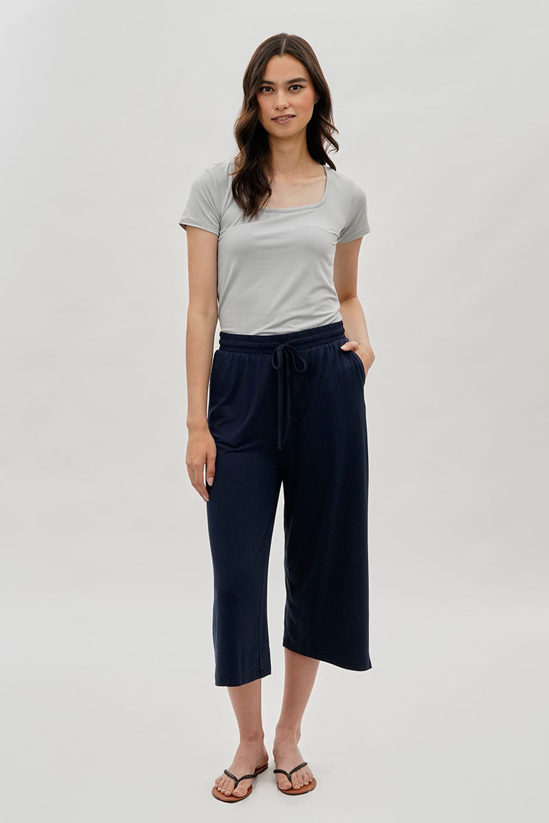 International INC Company Tie Waist Cropped Pants - Navy - Womens Pants - Fairweather