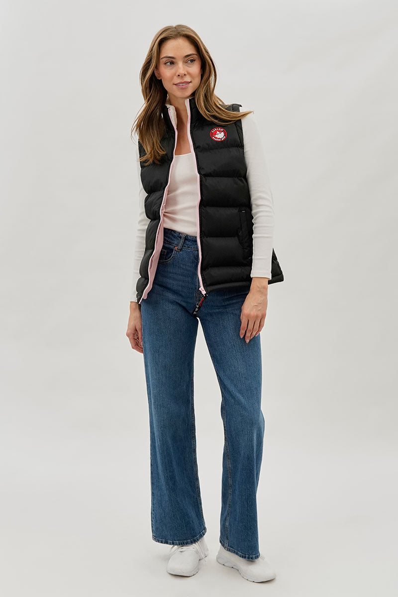 Gilet matelassé Canada Weather Gear à col doublé polaire – Noir