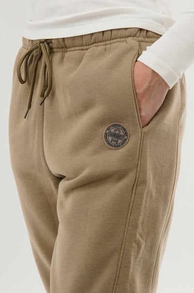 Fahrenheit Tie Waist Fleece Joggers - Beige