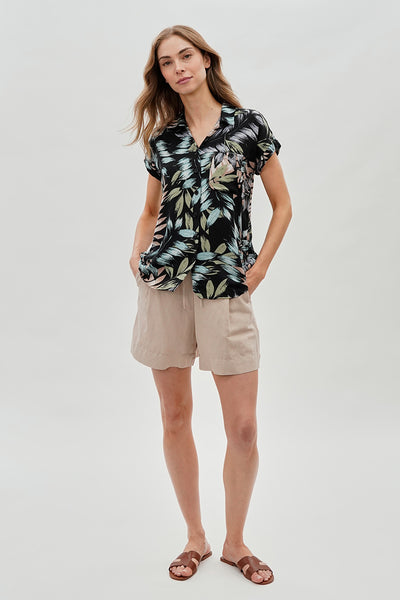 Majora Leaf Print Short Sleeve Shirt - Green - Womens Shirts & Blouses - Fairweather