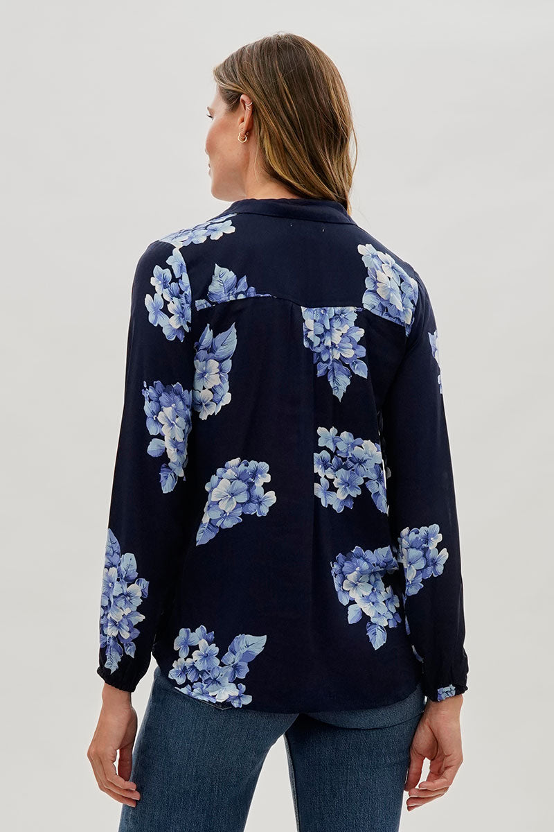 Beechers Brook Floral Button Down Blouse - Navy - Womens Shirts & Blouses - Fairweather