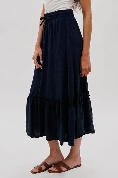 Stylexchange Vintage Tiered Cinched Skirt - Navy - Womens Skirts - Fairweather