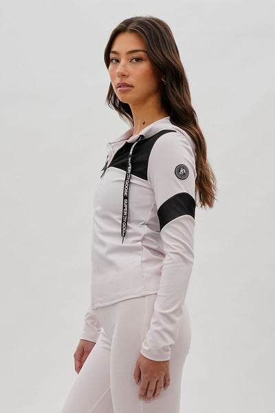 Super Triple Goose Zip Up Mesh Detail Hoodie - Blush - Womens Hoodies & Sweatshirts - Fairweather