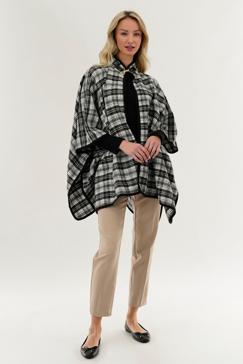Canada Weather Gear Tartan Plaid Poncho - Grey - Womens Ponchos - Fairweather