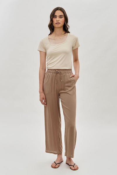 Costa Blanca Square Neck Tee - Beige - Womens Tees & Tank Tops - Fairweather