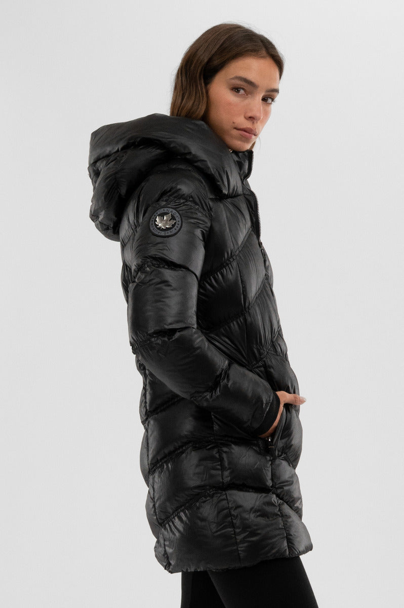 Canada Weather Gear Chevron Quilted Parka Jacket - Black - Womens Parka Jackets - Fairweather