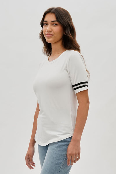 Stylexchange Vintage Striped Varsity Tee - White - Womens Tees & Tank Tops - Fairweather