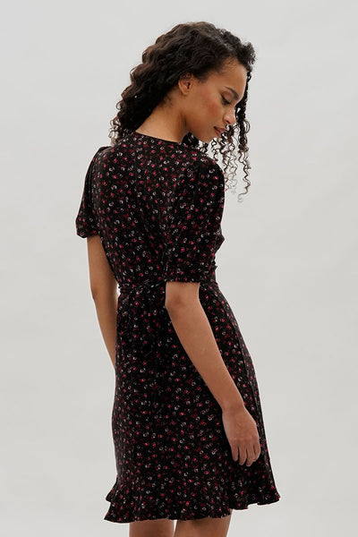 Beechers Brook Floral Crossover Day Dress - Black - Womens Day Dresses - Fairweather
