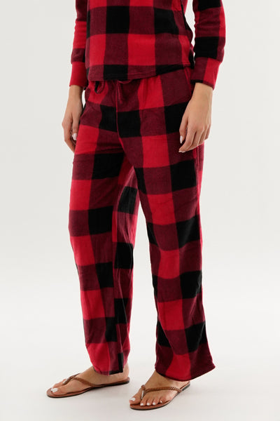 Canada Weather Gear Plaid Wide Leg Pajama Pants - Red - Womens Pajamas - Fairweather