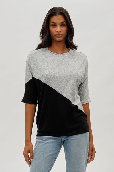 International INC Company Diagonal Colour Block Tee - Grey - Womens Tees & Tank Tops - Fairweather