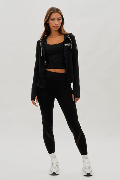Super Triple Goose Zip Up Active Hoodie - Black - Womens Hoodies & Sweatshirts - Fairweather