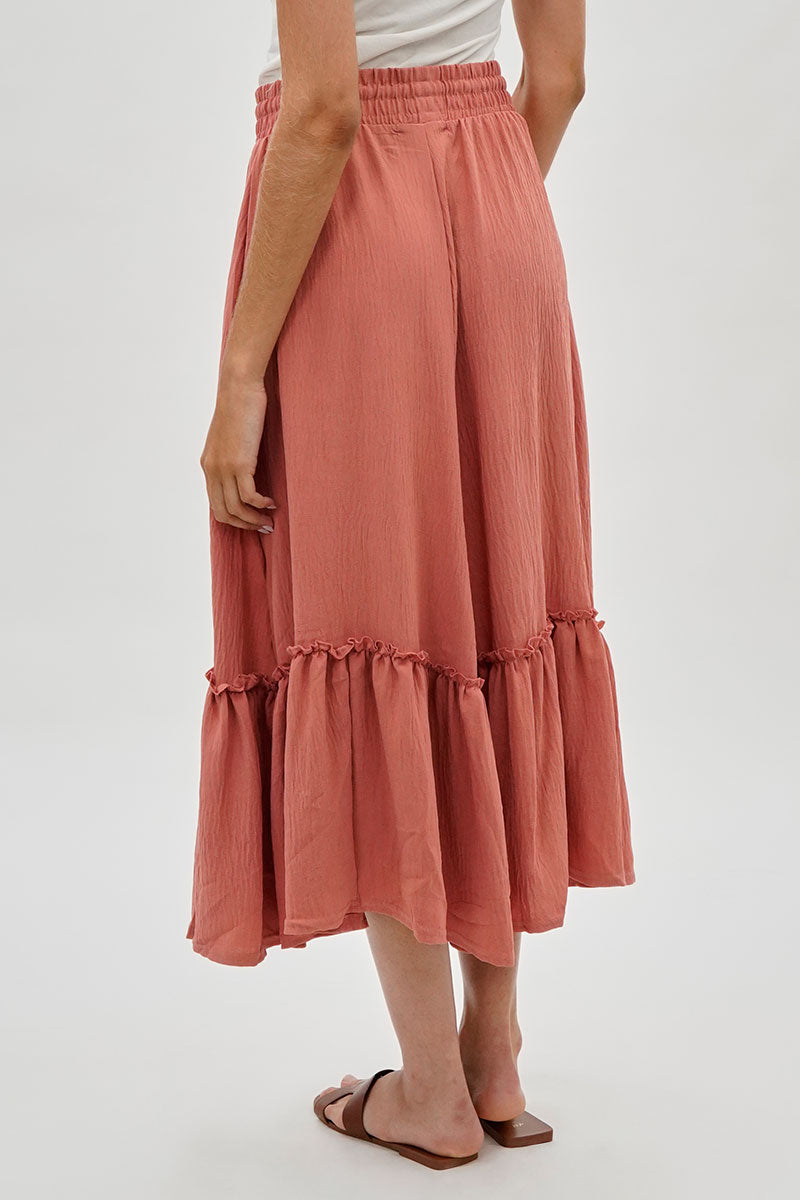 Stylexchange Vintage Tiered Cinched Skirt - Coral - Womens Skirts - Fairweather