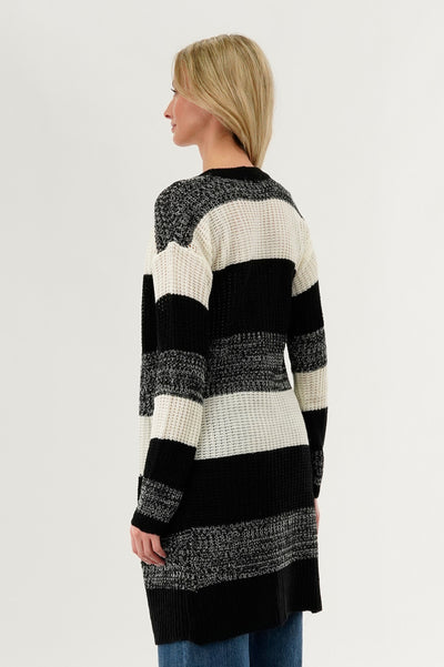 Stylexchange Striped Knit Cardigan - Black - Womens Cardigans - Fairweather