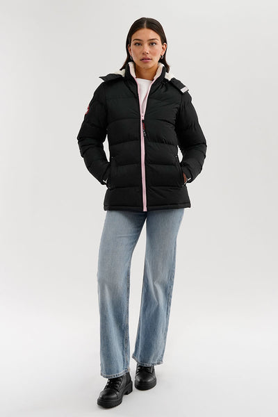 Canada Weather Gear Sherpa Lined Collar Bomber Jacket - Black - Womens Bomber Jackets - Fairweather