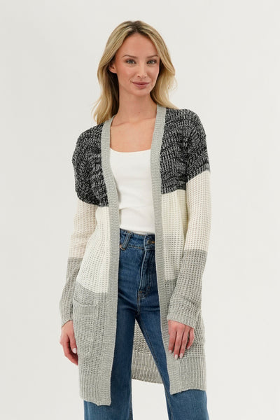 Stylexchange Colour Block Knit Cardigan - Black - Womens Cardigans - Fairweather