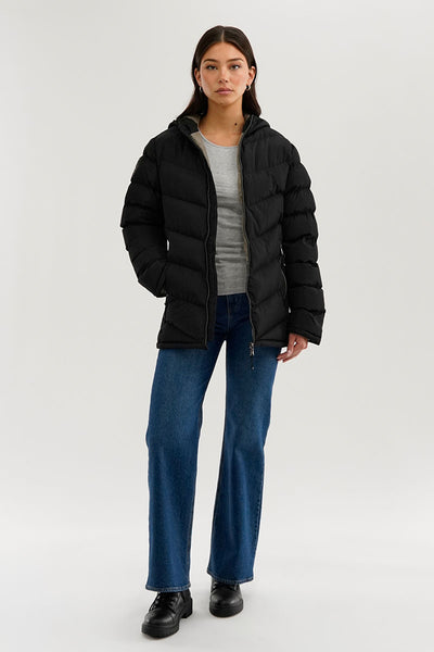 Canada Weather Gear Chevron Quilted Bomber Jacket - Black - Womens Bomber Jackets - Fairweather