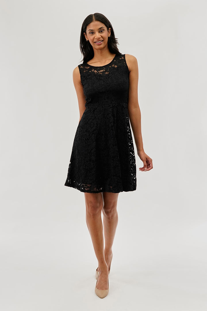 Floral Lace Sleeveless Cocktail Dress