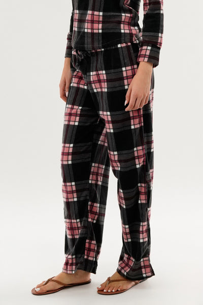 Canada Weather Gear Plaid Wide Leg Pajama Pants - Black - Womens Pajamas - Fairweather