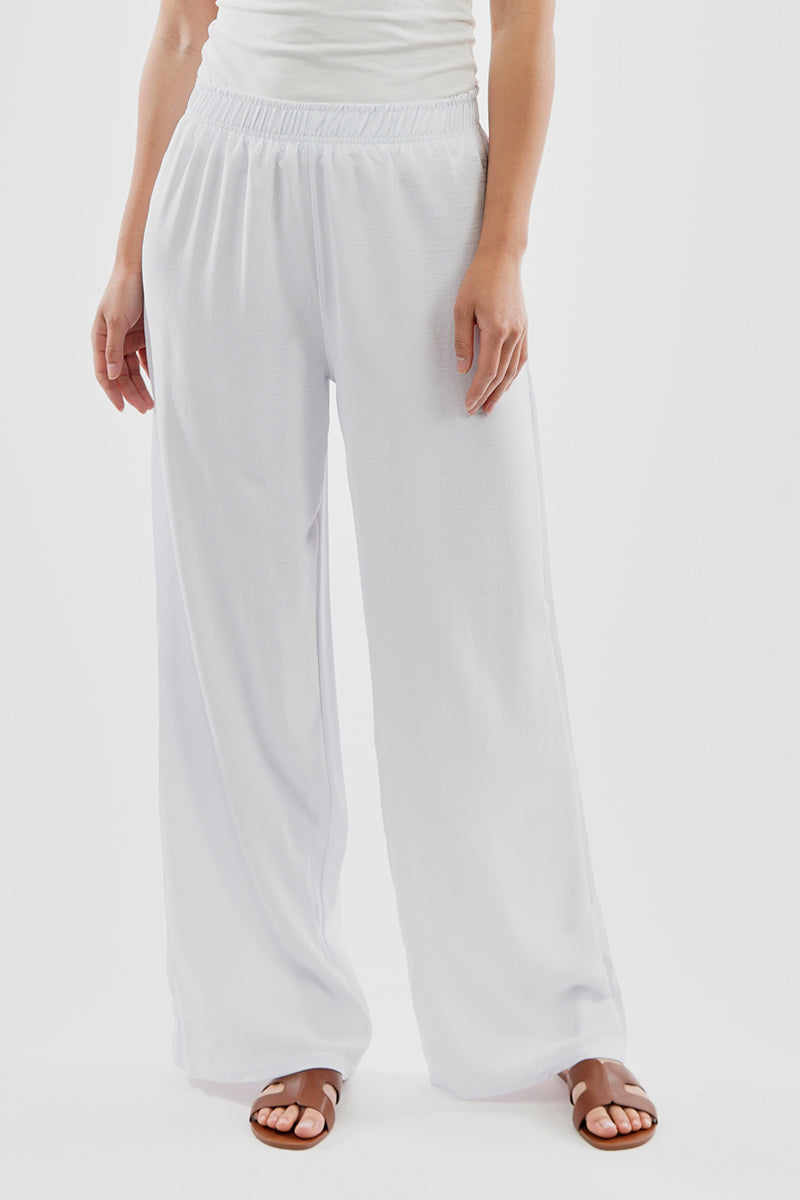 Stylexchange Vintage Solid Basic Palazzo Pants - White - Womens Pants - Fairweather