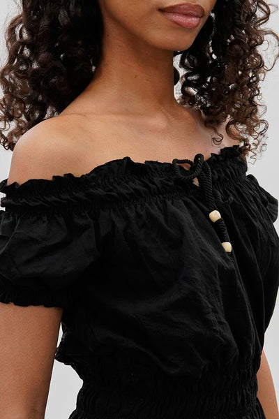 Runaway Bay Cinched Short Sleeve Blouse - Black - Womens Shirts & Blouses - Fairweather