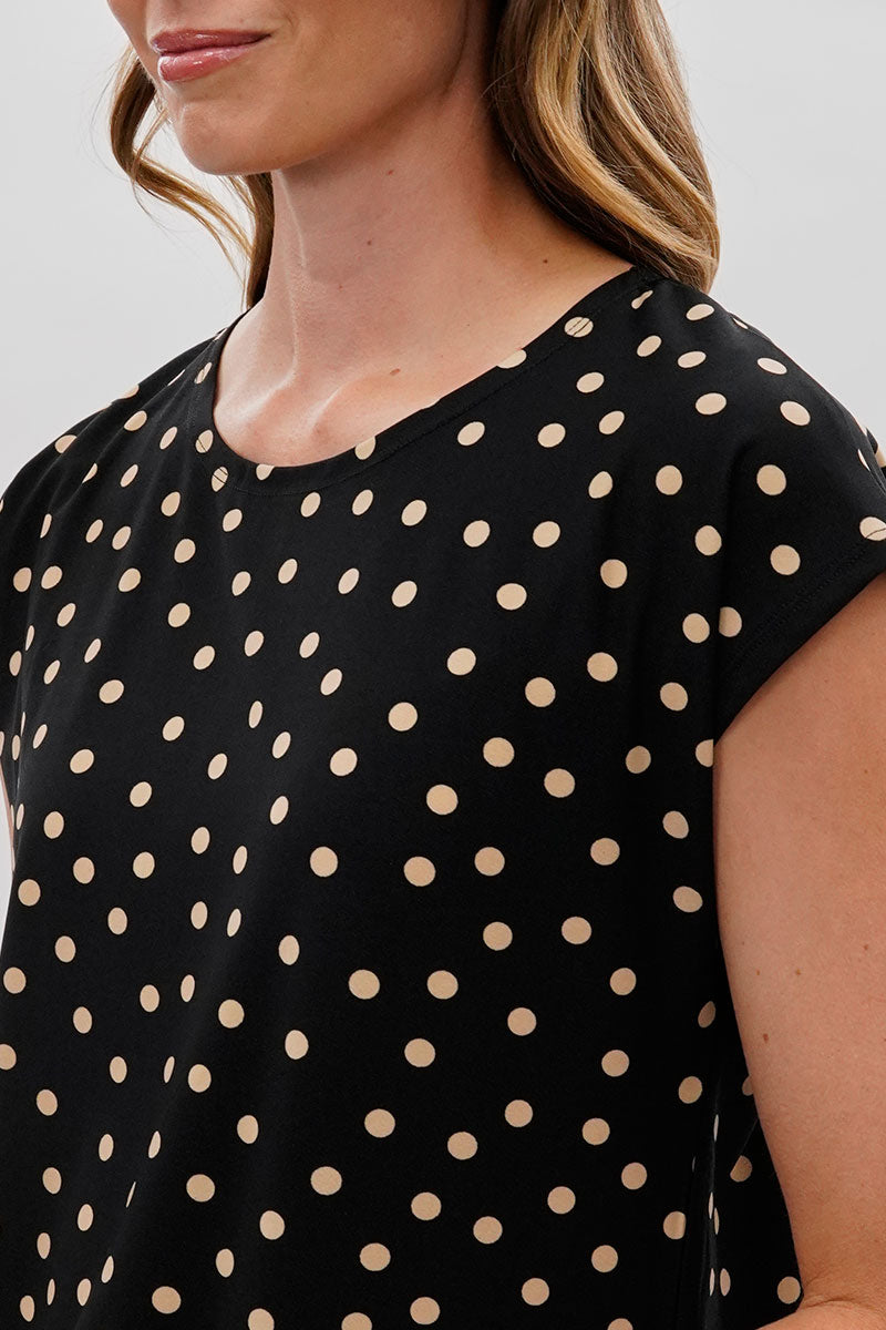 Beechers Brook Polka Dot Cap Sleeve Blouse - Black - Womens Shirts & Blouses - Fairweather