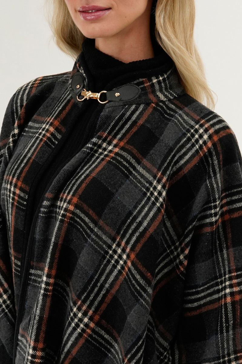 Canada Weather Gear Plaid Poncho - Black - Womens Ponchos - Fairweather