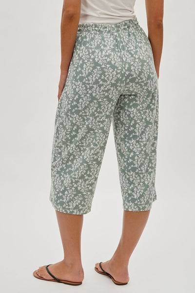 International INC Company Floral Tie Waist Capris - Mint - Womens Shorts & Capris - Fairweather