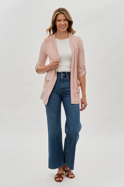 Costa Blanca Open Lightweight Wrap Cardigan - Blush - Womens Cardigans - Fairweather